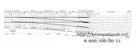 Схема раскладки брусьев
    стрелочного перевода типа Р50 марки 1-9. Проект ЛПТП.665121.105
