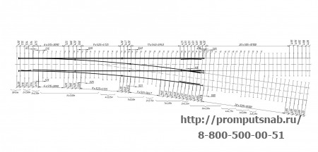 Схема раскладки брусьев стрелочного перевода     Р-65 1-7. Проект ЛПТП.665121.103.