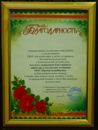 Благотворительность для детского дома города Зеленодольск
