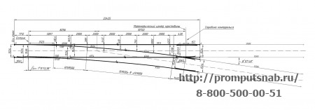 Схема геометрических размеров стрелочного перевода     Р-65 1-7. Проект ЛПТП.665121.103.