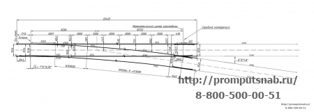 Геометрические размеры
  стрелочного перевода типа Р65 марки 1-7.Проект ЛПТП.665121.103 М.