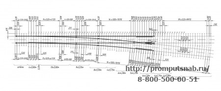Схема раскладки брусьев стрелочного перевода Р-65 1-9.Проект 2721.00.000.