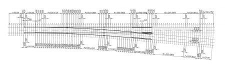 Схема раскладки брусьев стрелочного перевода типа Р65 марки 1-11